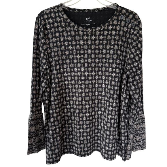 J. Jill BlacK Cream knit top size L - Picture 1 of 9